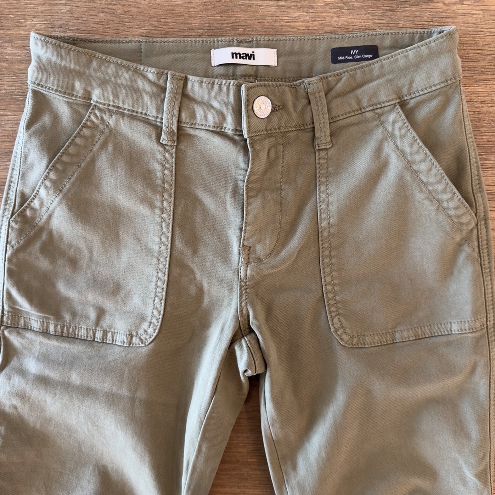 Mavi IVY Mid Rise Slim Cargo Jeans Pants Jogger-Khaki Green-Women Sz 25/28-Small - Picture 7 of 16
